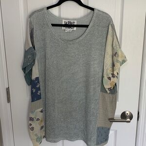 Vintage Donna Jessica art to wear silk blend patchwork tunic top size XL